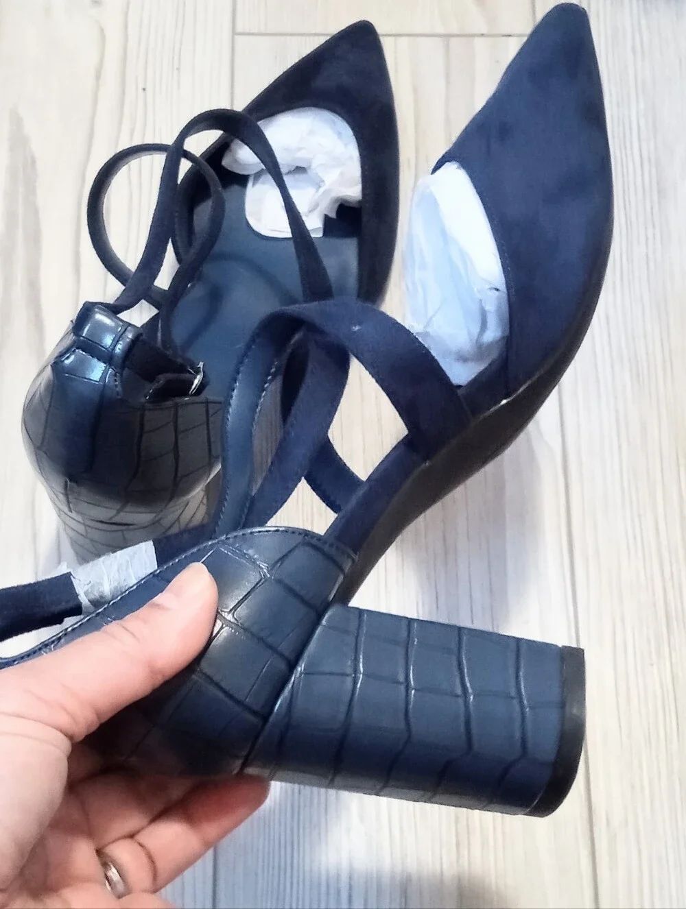 (69-4880) Women's Navy Heels Sz 9 - Picture 4 of 12